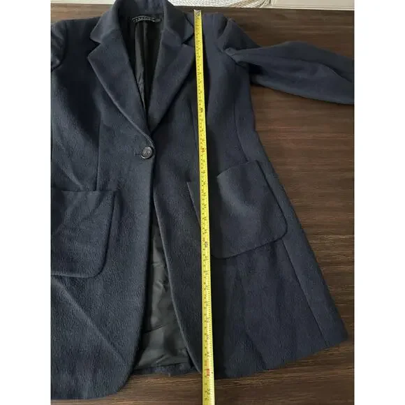 Peruvian Connection Blazer Jacket Womens 6 Navy Baby Alpaca Wool Longline - Picture 6 of 8